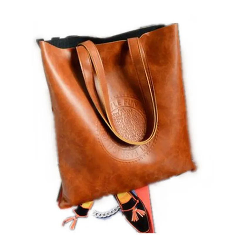 

Europe and the United States fashion embossed handbag bucket crown  women of leather shoulderbag,large capacity solid big top ha