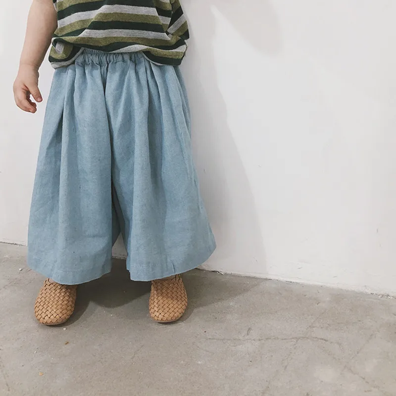 

new Summer Design Children Wide Leg Pants Korean Style Kids Clothes Casual Loose Trousers Baby Girls Thin Denim Pants