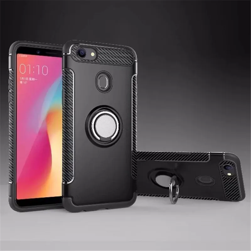 

Anti-knock Soft Silicone PC Back Cover Cases For OPPO F5 F 5 Mobile Phone Case With Ring Bracket