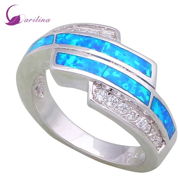 

Garilina Latest Design Women's rings White Cubic Zirconia blue Fire Opal 925 Sterling Silver Color R477