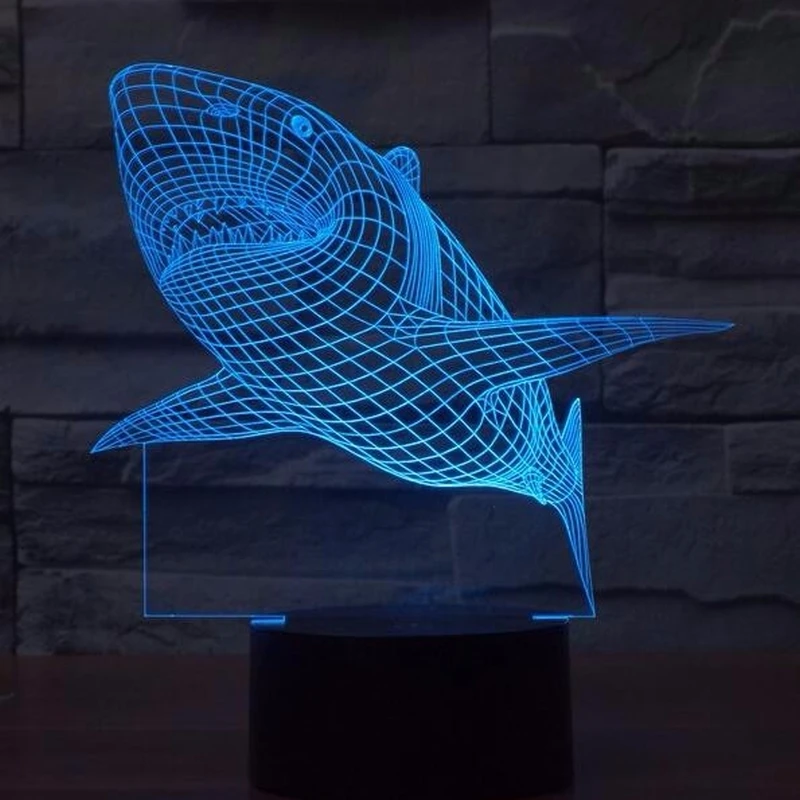 3d светодиодный светильник ночник Творческий Акула детская настольная лампа