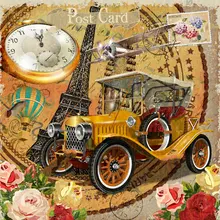 Vintage Paris eiffel póster de Torre del Reloj de flores fondos de vinilo de tela de alta calidad impresión por ordenador pared telones de fondo