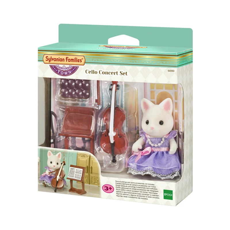 Sylvanian Families пушистый кукольный домик с животными рисунок Шелковый Кот и виолончель детский подарок для девочек#6010 Новинка