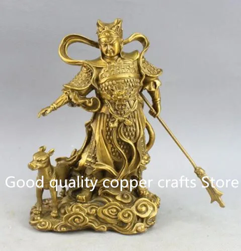 

Chinese Myth Brass Protect Three Eyes Yang Jian God Erlang Dog statue