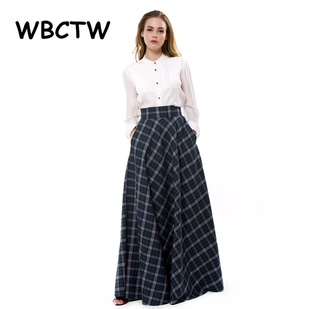plus size plaid maxi skirt