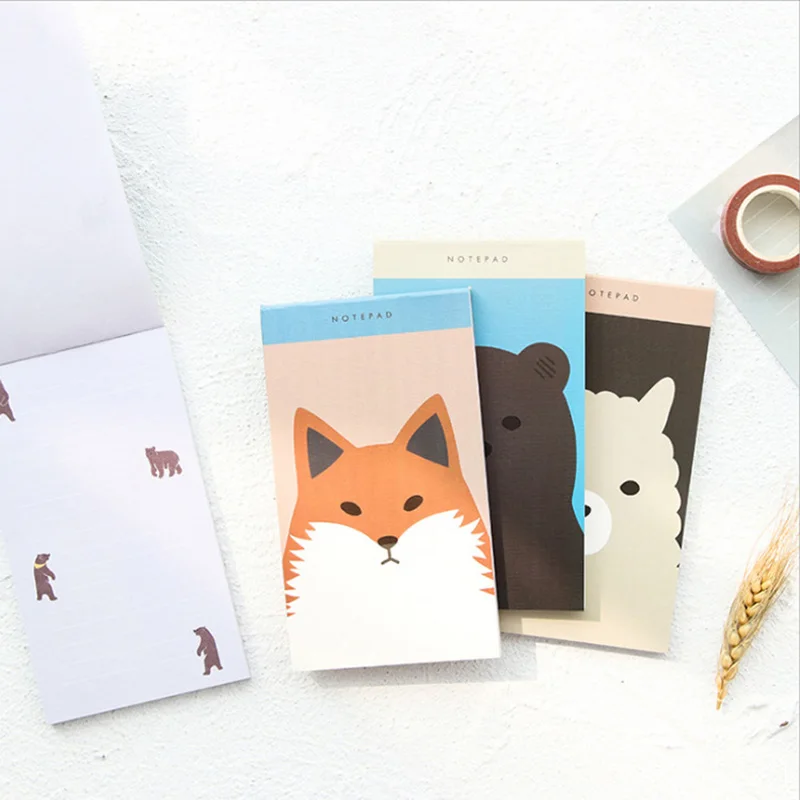 

50Sheets Kawaii Animals Memo Pads Creative Notepads Cute Alpaca Sticky Notes For Kids Gifts School Office Supplies Stationery