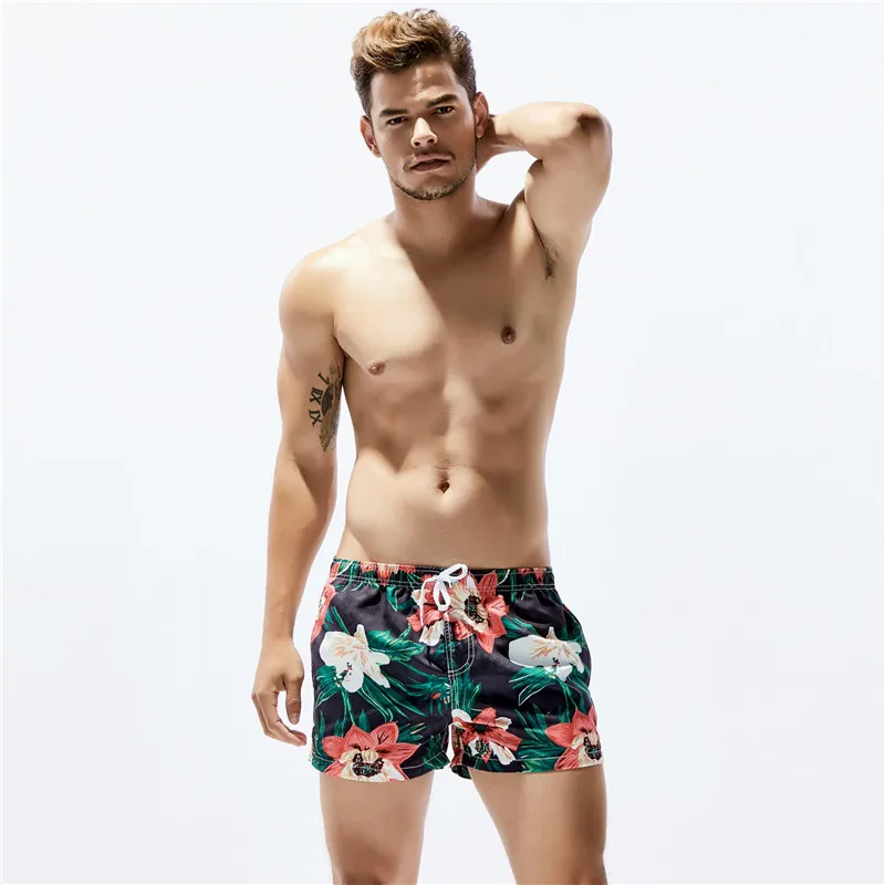 

Floral Mens Swimming Briefs Underwear Surfing Board Beach Shorts Swim Trunks Boxer slip de bain Bathing suit