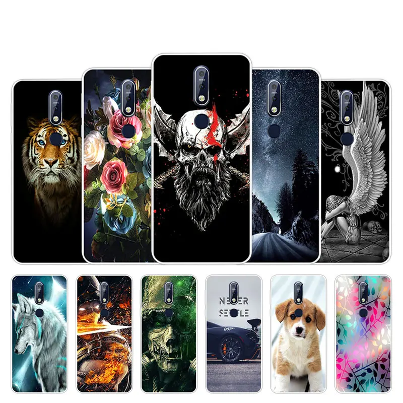 

for Nokia 7.1 2018 Back Cover Design 5.84" Phone Cases for TA-1085 TA-1095 Coque Transparent Soft TPU Silicone Anti Knock Funda
