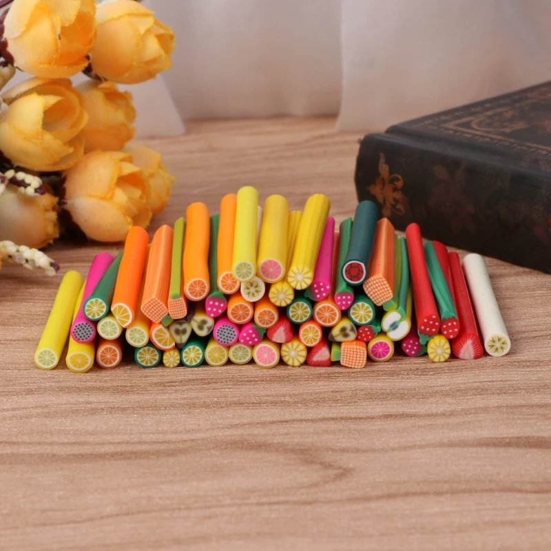

50Pcs 3D Nail Art Fruit Pattern Manicure Fimo Canes Sticks Rods Stickers Gel Tip