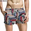 SEOBEAN Summer Style Seaside Men Beach Shorts Men Quick Dry Polyester Fabrics Beachwear Men's Board Shorts Trunks Print Shorts 3