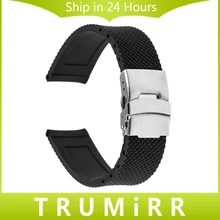 20mm Montre En Caoutchouc de Silicone Bande pour Moto 360 2 42mm 2015 Samsung Gear S2 Classic (SM-R732) Acier inoxydable Boucle Bracelet Bracelet