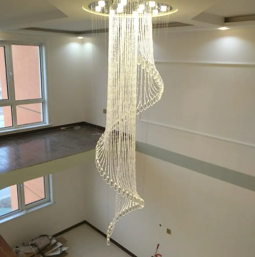 Modern staircase crystal chandelier Duplex floor European style