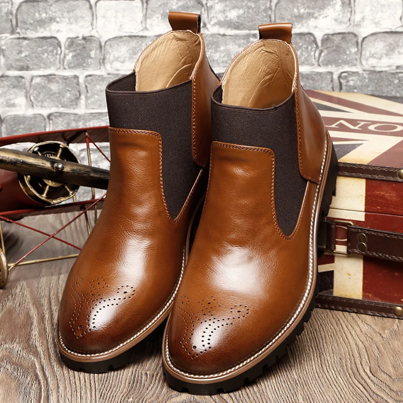 

Brand shoe Martin boots pigskin Carved ankle boots pointed toe hollow male boots big size 38-46 breathable autumn bota masculina