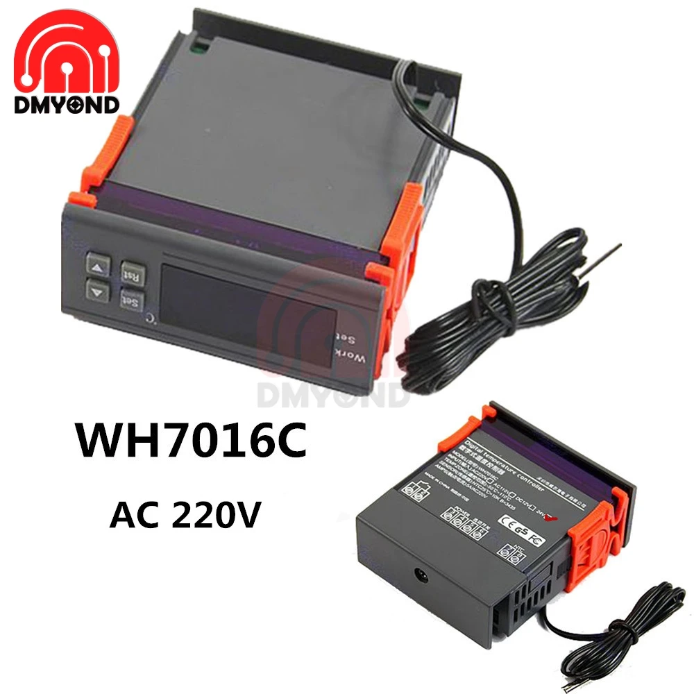 WH7016C AC 220V 10A ЖК-цифровой регулятор температуры Электронный Термостат Термометр нагревательный контроль охлаждения вход 90-250 В