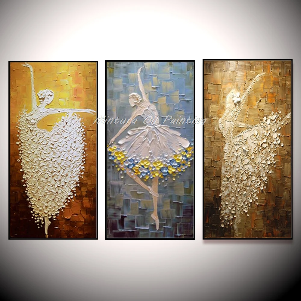 Ceny Duża ładna tancerka baletowa ręcznie malowana nowoczesna abstrakcyjna paleta nóż obraz olejny na płótnie Wall Art do salonu Home Decor