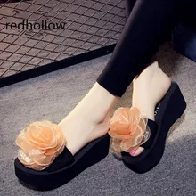Fashion Flower Woman Beach Flip Flops Summer Sandals Bohemia Slippers Platform Sandals High Heels Wedges Shoes for Women цена Fashion Flower Woman Beach Flip Flops Summer Sandals Bohemia Slippers Platform Sandals High Heels Wedges Shoes for Women цены онлайн