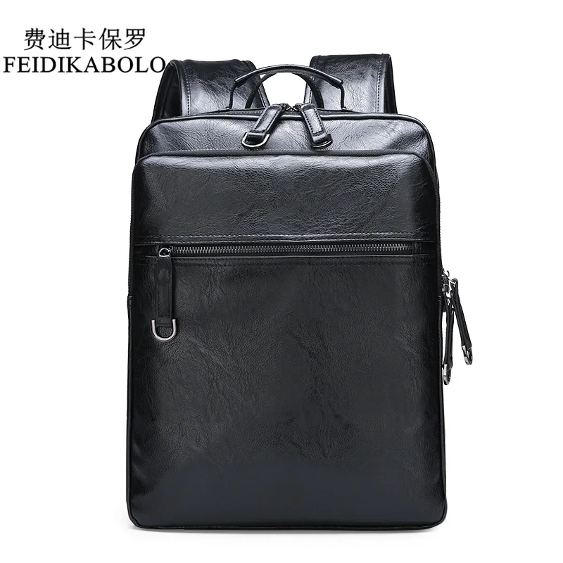 FEIDIKABOLO, модный мужской рюкзак, ПУ, большая емкость, рюкзак для путешествий, внешний USB зарядка, водонепроницаемый рюкзак, кожаный мужской школьный рюкзак