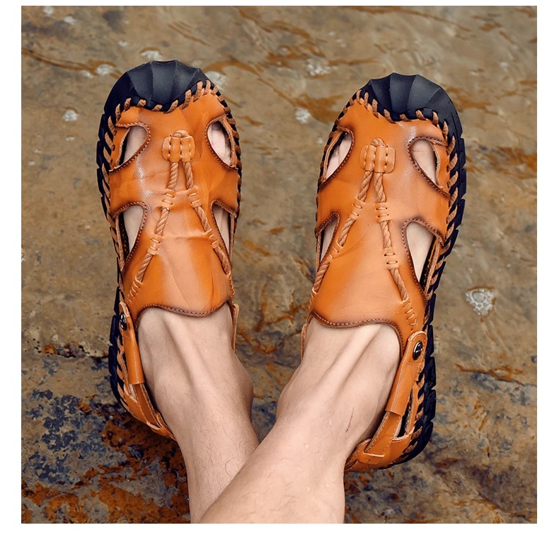 ZUNYU/Новые мужские летние сандалии, повседневная обувь из натуральной кожи, мужские пляжные сандалии в римском стиле, брендовая мужская