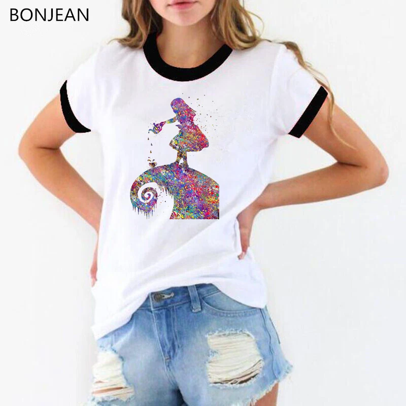 

Women clothes 2019 Watercolor Alice in Wonderland printes t shirt female harajuku kawaii tee shirt femme vogue t-shirt tumblr