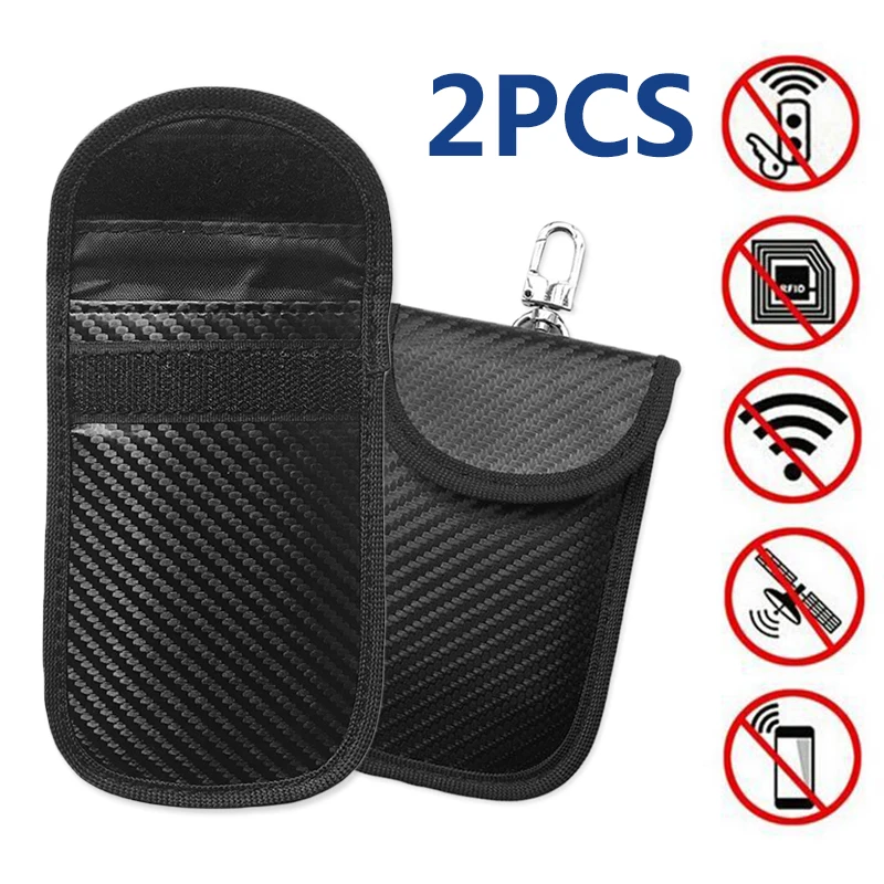 

2x Car Key Keyless Entry Anti-Theft Fob Signal RFID Blocker Pouch Faraday Bag Uk