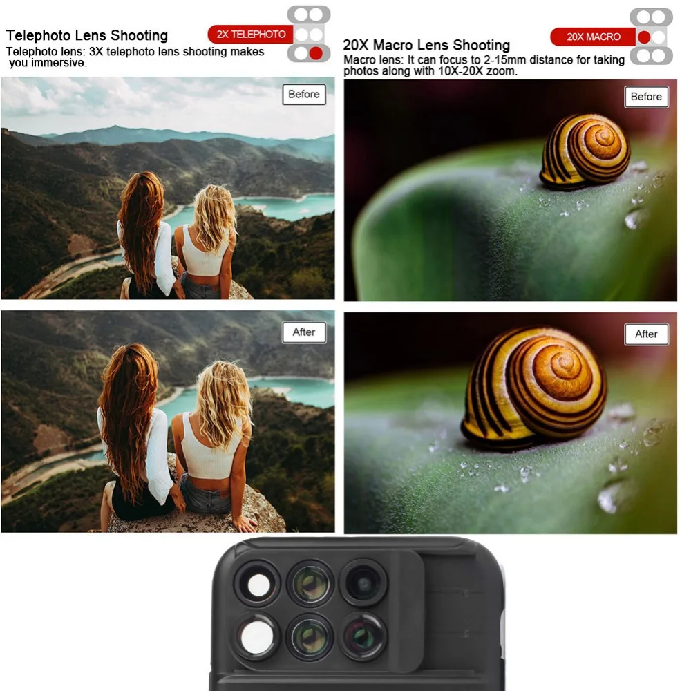 Новейший мобильный чехол для телефона с объективом широкоугольный Макро Рыбий глаз телефото дальние SLR спецэффекты Les специально для iPhone X