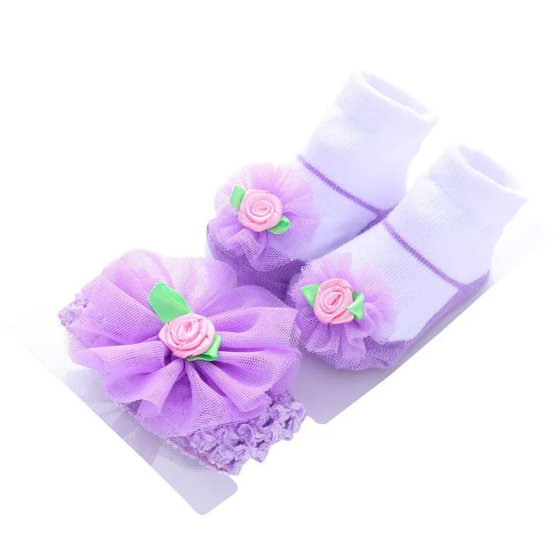 Носки для новорожденных подарок для девочки носки для новорожденных кружевные детские носки 2 шт./компл. первого дня рождения носки праздничная одежда повязка на голову
