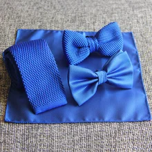 Мягкий Королевский синий тканый галстук с принтом бабочка Карманный платок