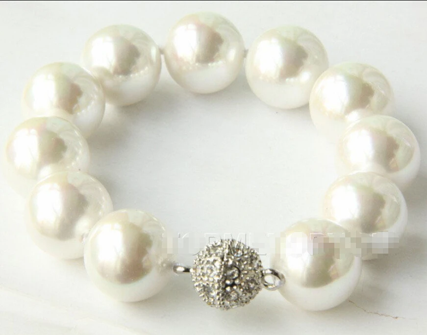 

Nice 16mm round white shell pearls bracelet E2025^^^@^Noble style Natural Fine jewe SHIPPING new >>free shipping -Bride jewelry