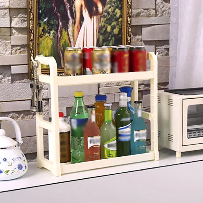  Multi-function Double-layer Storage Holder Seasoning Jar Placement Rack Sundries Drain Shelf With H