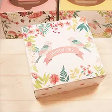 Hot Sale 16.5*16.5*6.5cm10pcs Bird Cheese Cake Paper Box Cookie Container Food Packaging Wedding Christmas Baby Shower Use