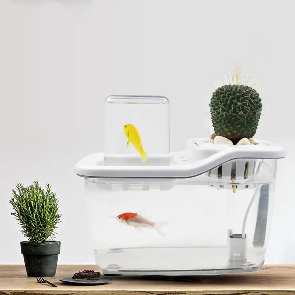 AsyPets настольный мини аквариум Aquaponics с автоматической системой циркуляции для декора дома и офиса - Цвет: white