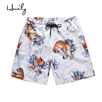 

HMILY Mens Board Shorts Quick Dry Men Boardshorts Summer Bermuda Surfing Short Male Sea Beach Swimwear Swimming White