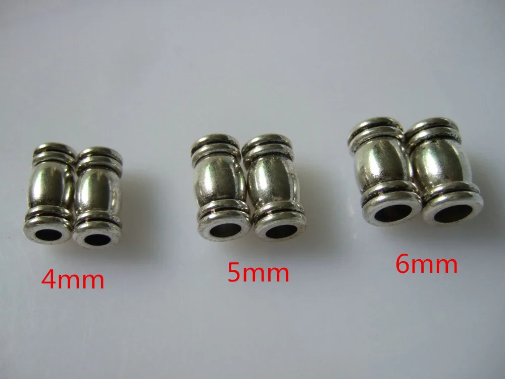5 Sets Antique Silver Barrel End Caps Clasp For Up To 4mm 5mm