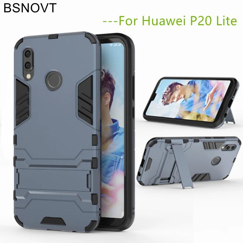 BSNOVT для huawei P20 Lite чехол Мягкий силикон + пластик Kickstand задняя крышка оболочка Nova 3E |