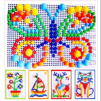 

296/600Pcs/lot Kids Children Intellectual Toys Mushroom Nail Kit Toys for Kids Gifts DIY Picture Educational Puzzle Toys Gift