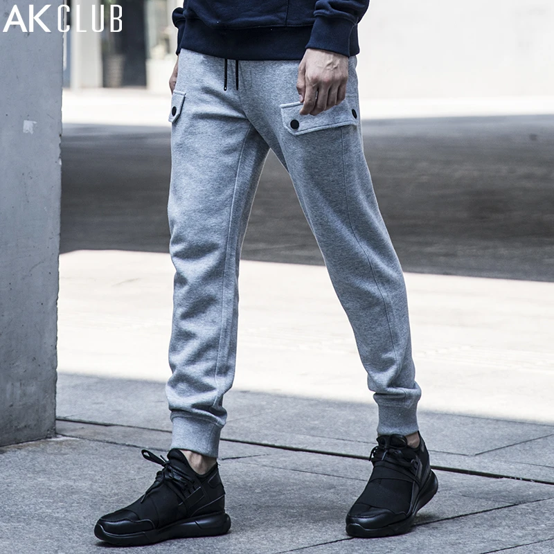 AK CLUB Brand Men Sweatpants Full Length Rib Ankle Tied Pants Urban ...