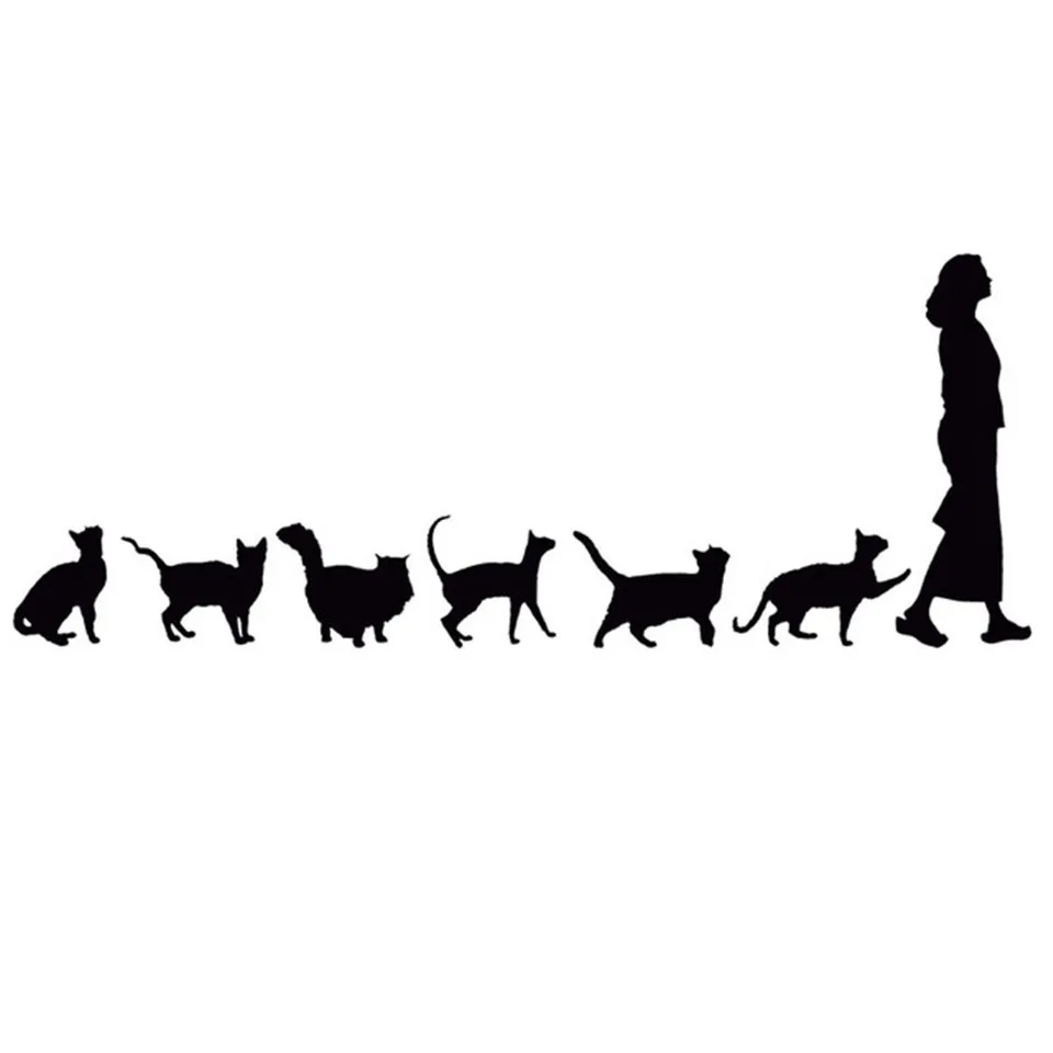 Cunymagos Vynyl Cats Following Woman Funny Car Styling Decoration Stickers Lovely Cool Cartoon Car Sticker Car Accessories Sticker 22.98 (8)