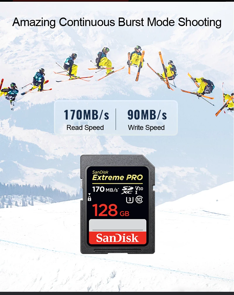 SanDisk Extreme Pro UHS-I карты памяти 64G 128G 256 GB SDXC 170 м/с Поддержка карт памяти C10, U3, V30, 4 K для цифровой Камера