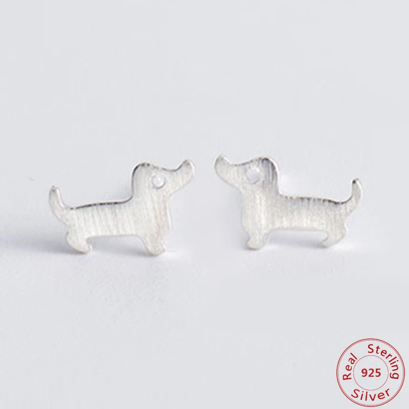 

100% Real 925 Sterling Silver Cute Dog Stud Earrings for Women Girl Party Gift Fashion Joyful Jewelry Brincos