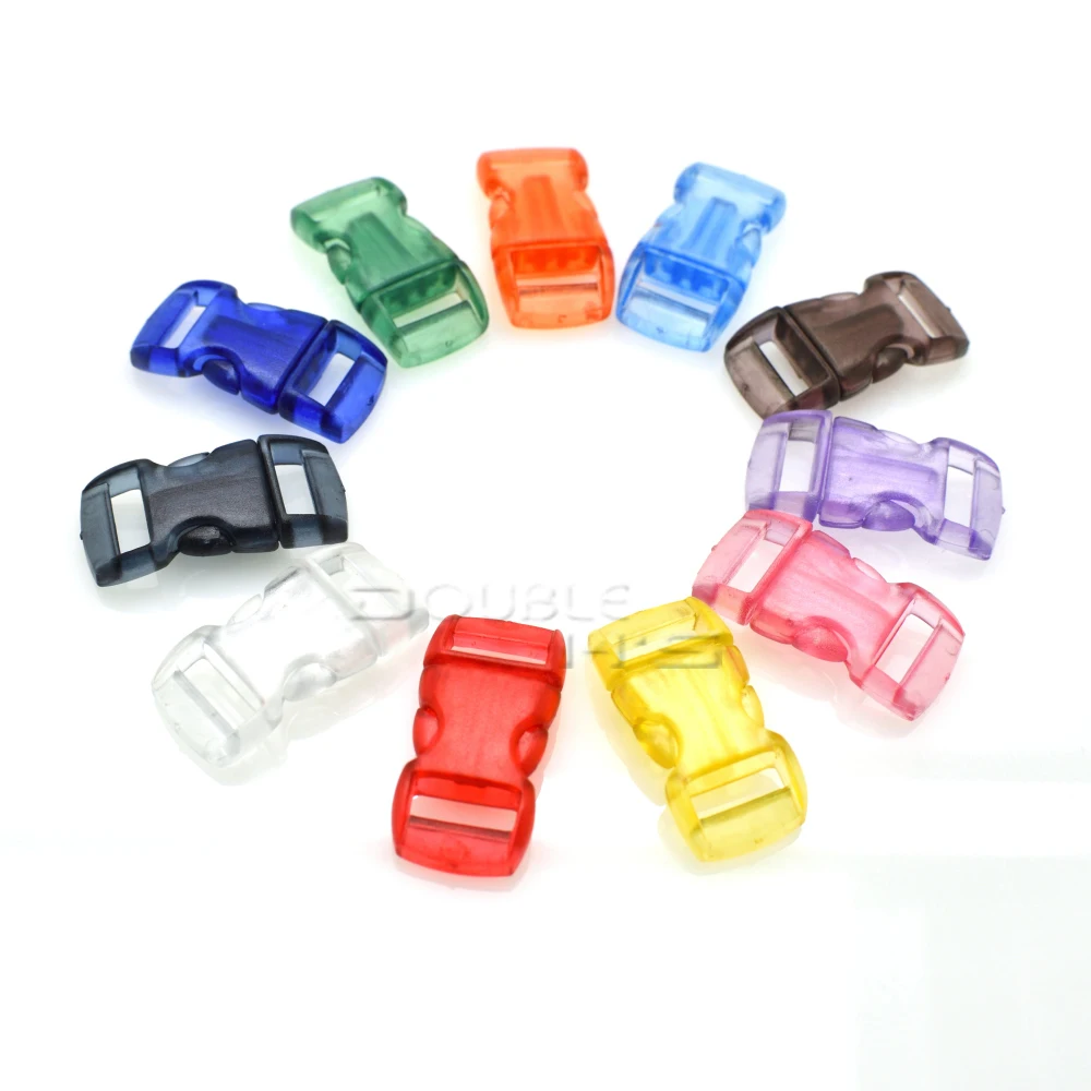 

3/8"(10mm)Jelly Clear Colorful Curved Side Release Mini Buckles For Paracord Bracelet/Cat Collars