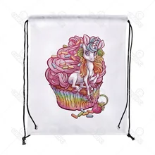 Розовый вкусный Единорог кекс печати шнурок рюкзак путешествия мешок Обувь подарок мешок Mochilas feminina