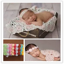 45*55 см крючком детские одеяла новорожденных реквизит для фотосъемки, Rosette обертывание ткани детский узор вязаный новорожденный реквизит одеяло