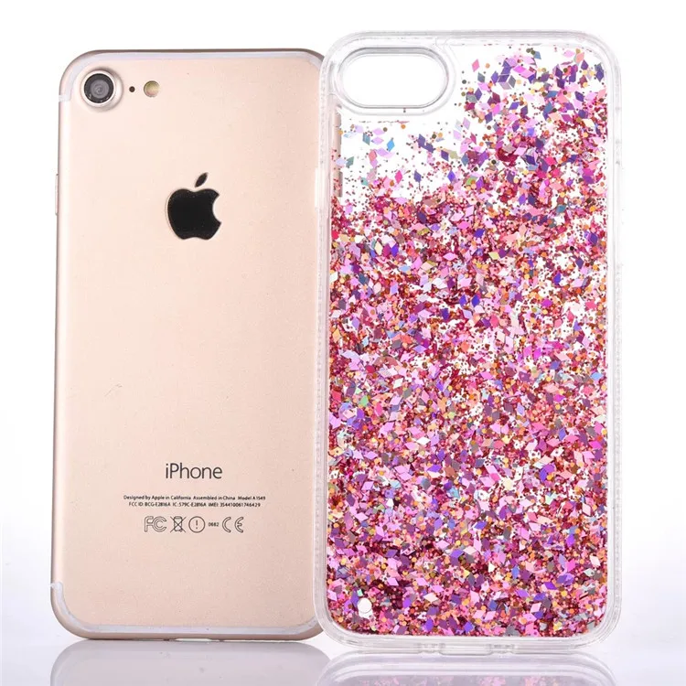 Милые блестящие Мягкие TPU + PC чехол для телефона iphone 8 плюс 6 6S 7 Plus x &quot7 жидкие АЛМАЗ