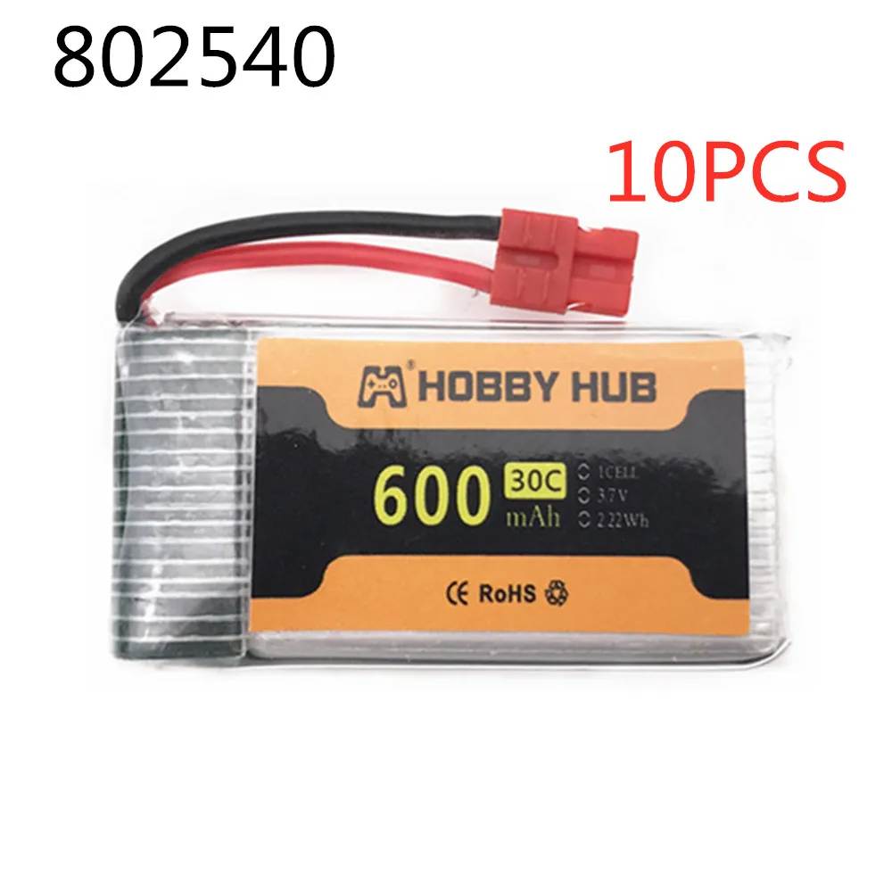 

10pcs 3.7V 600mAh 802540 RC Drone Lipo Battery XH4.0 Plug For SYMA X5HC X5HW RC Quadcopter Drone Spare Part 3.7v 30C Battery