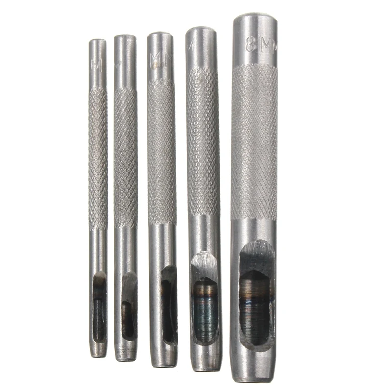 

Wholesale 5PCS Carbon Steel Hollow Hole Punch Set Leather Hole Puncher Belt Professional Leather Hole Tool 3mm 4mm 5mm 6mm 8mm