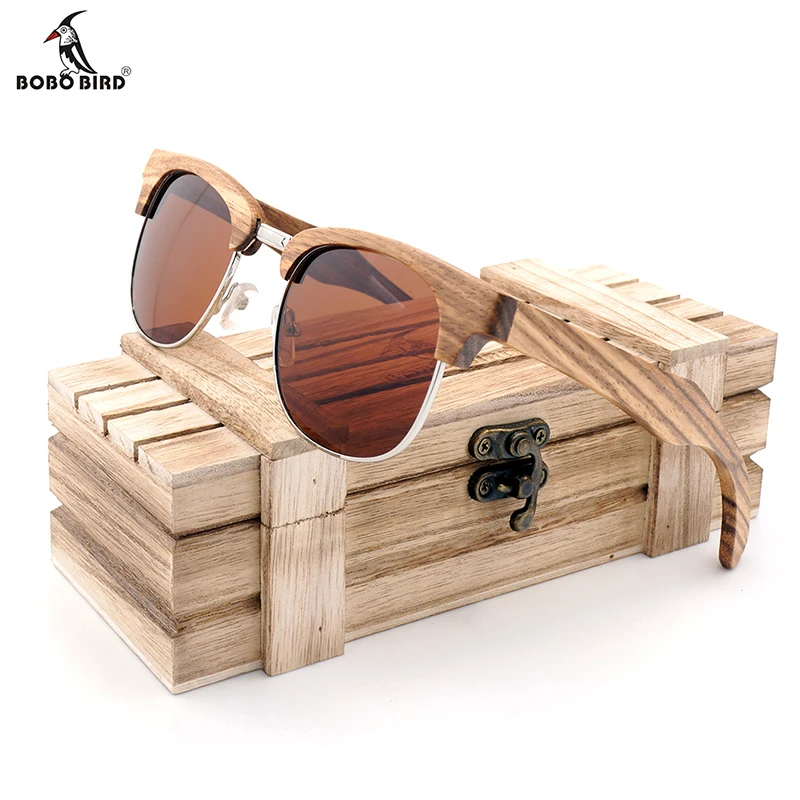 BOBO BIRD деревянные солнцезащитные очки поляризационные ретро UV400 линзы летние Зебра деревянные очки