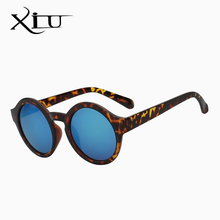 Leopard w blue mirr Круглые Круглые Солнцезащитные очки для женщин, Ретро стиль, Винтажные Солнцезащитные очки для женщин, брендовые дизайнерские солнцезащитные очки для женщин, Oculos Gafas De Sol Mujer - Цвет линз: Leopard w blue mirr