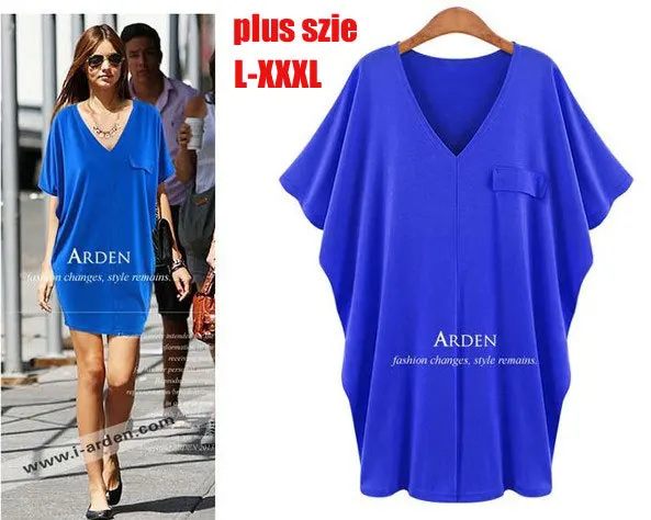 summer dress plus size xxxl loose dress bat sleeve v neck t shirt plus size v neck t shirts