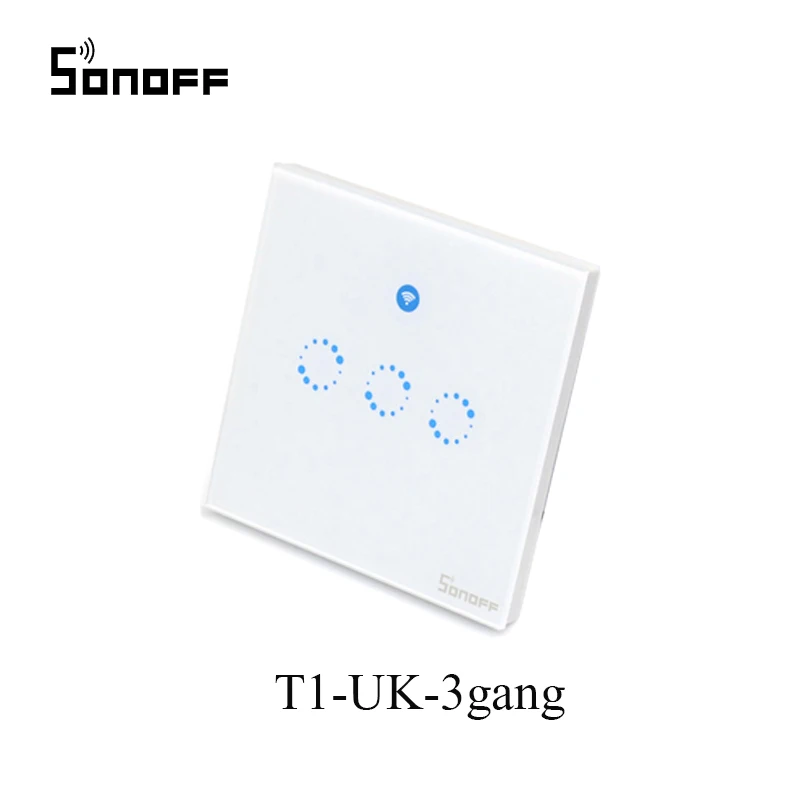 Интеллектуальный выключатель света Sonoff T1 RF переключатель Wi-Fi сенсорный Управление настенный светильник Переключатель 1/2/3 банда 86 Тип UK Панель настенный сенсорный светильник переключатель 433 МГц умный дом - Комплект: 3gang