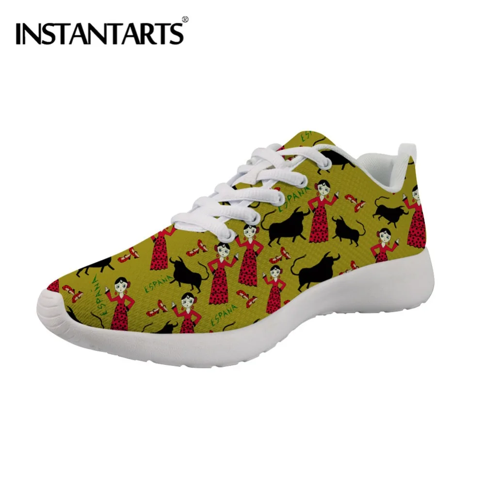 

INSTANTARTS Breathable Women Flats Shoes Air Mesh Casual Shoes Spanish Dancer Flamenco Female's Sneakers 3D Print Zapatos Mujer